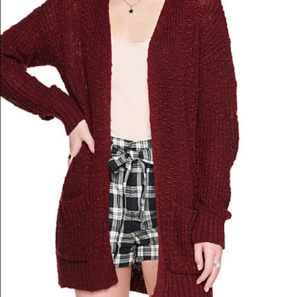 🧶Wine/Burgundy Cardigan China Silk Sweater 👢